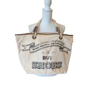 Jessica Kagan Cushman Studio Canvas Tote Bag Some People Do Drugs I Buy Shoes